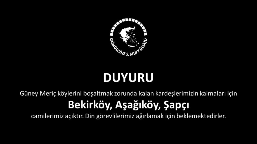 Gümülcine Müftülüğü camilerin açık olduğunu duyurdu