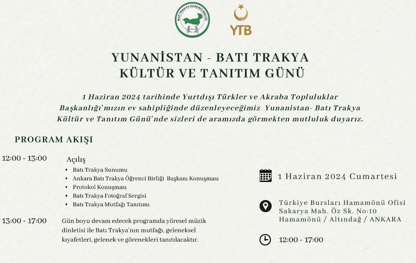 Batı Trakya Kültürü Ankara’da tanıtılacak