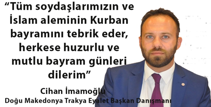 Cihan İmamoğlu’ndan bayram tebriği