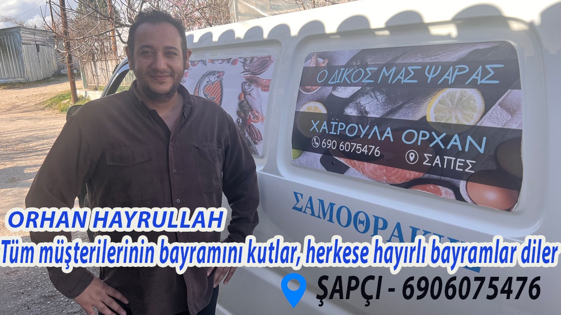 Şapçı'da balık satıcısı Orhan Hayrullah iyi bayramlar diler