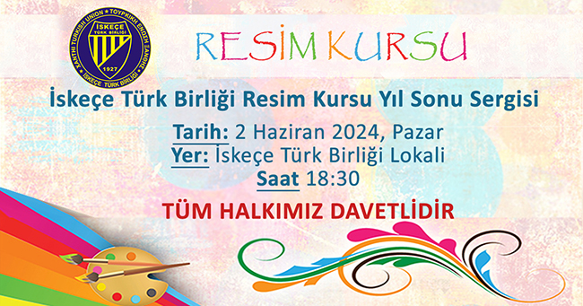 İTB Resim Kursu sergisi 2 Haziran Pazar günü