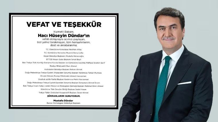 Osmangazi Belediye Başkanı Mustafa Dündar'dan teşekkür