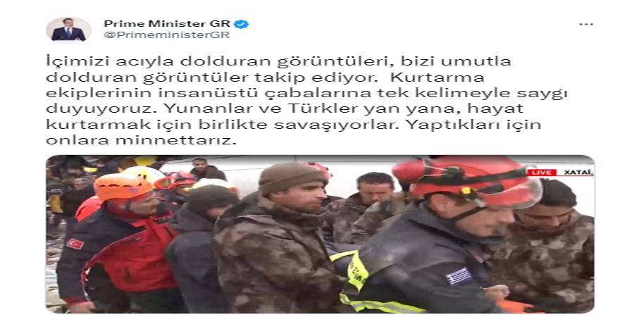 Miçotakis Türk ve Yunan kurtarma ekiplerine Türkçe övgüde bulundu