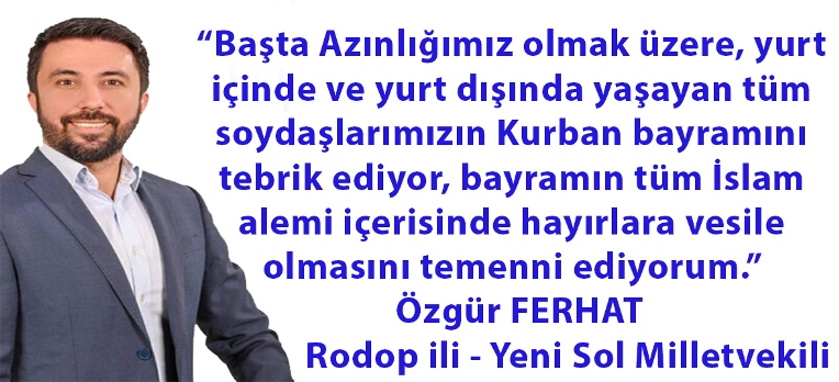 Özgür Ferhat’tan bayram tebriği