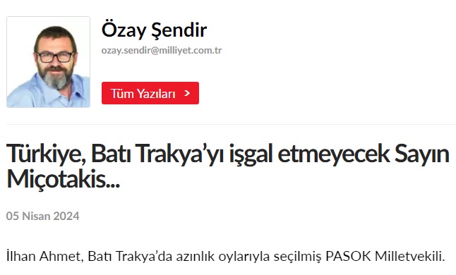 “Türkiye, Batı Trakya’yı işgal etmeyecek Sayın Miçotakis...”