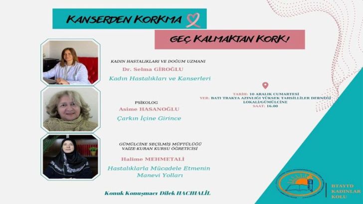 BTAYTD “Kanserden Korkma, Geç Kalmaktan Kork” söyleşisi düzenliyor